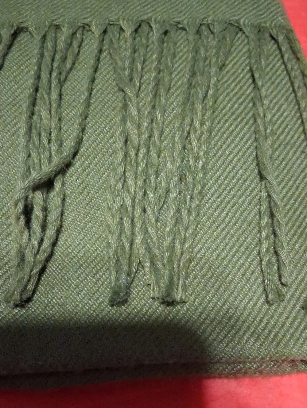 Olive Green Winter Fringe Scarf - Women’s Cozy Wrap